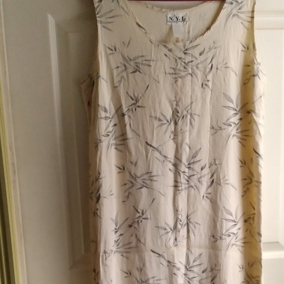 NEW YORK LAUNDRY Size L sleeveless long dress Flax Rayon Tencel Clean preowned - Picture 1 of 8